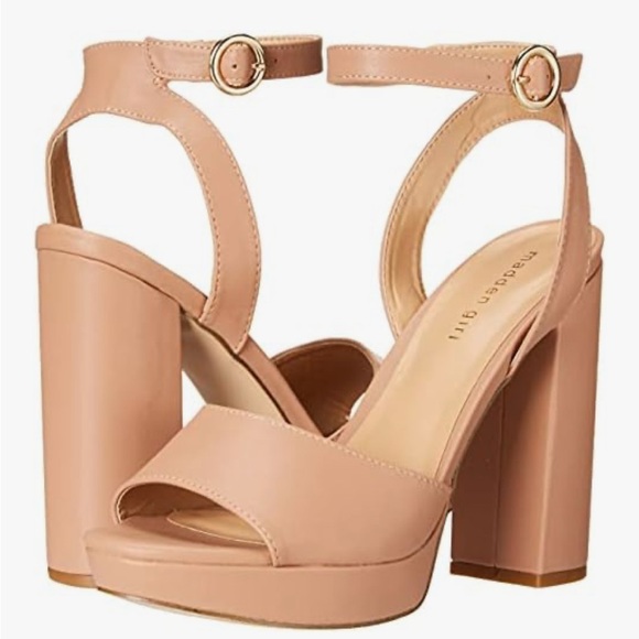 Madden Girl Shoes - Madden Girl Nude Block Heel Sandals 7.5